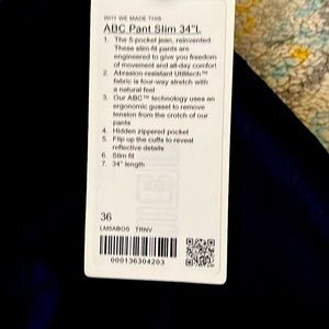 Mens navy blue ABC slim pant